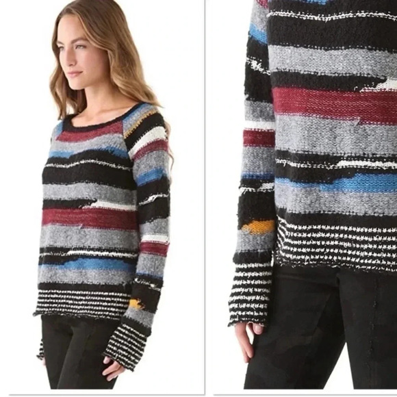Free People Montmartre knit multicolor wool blend sweater Size Medium EUC! 0185 - Picture 2 of 10